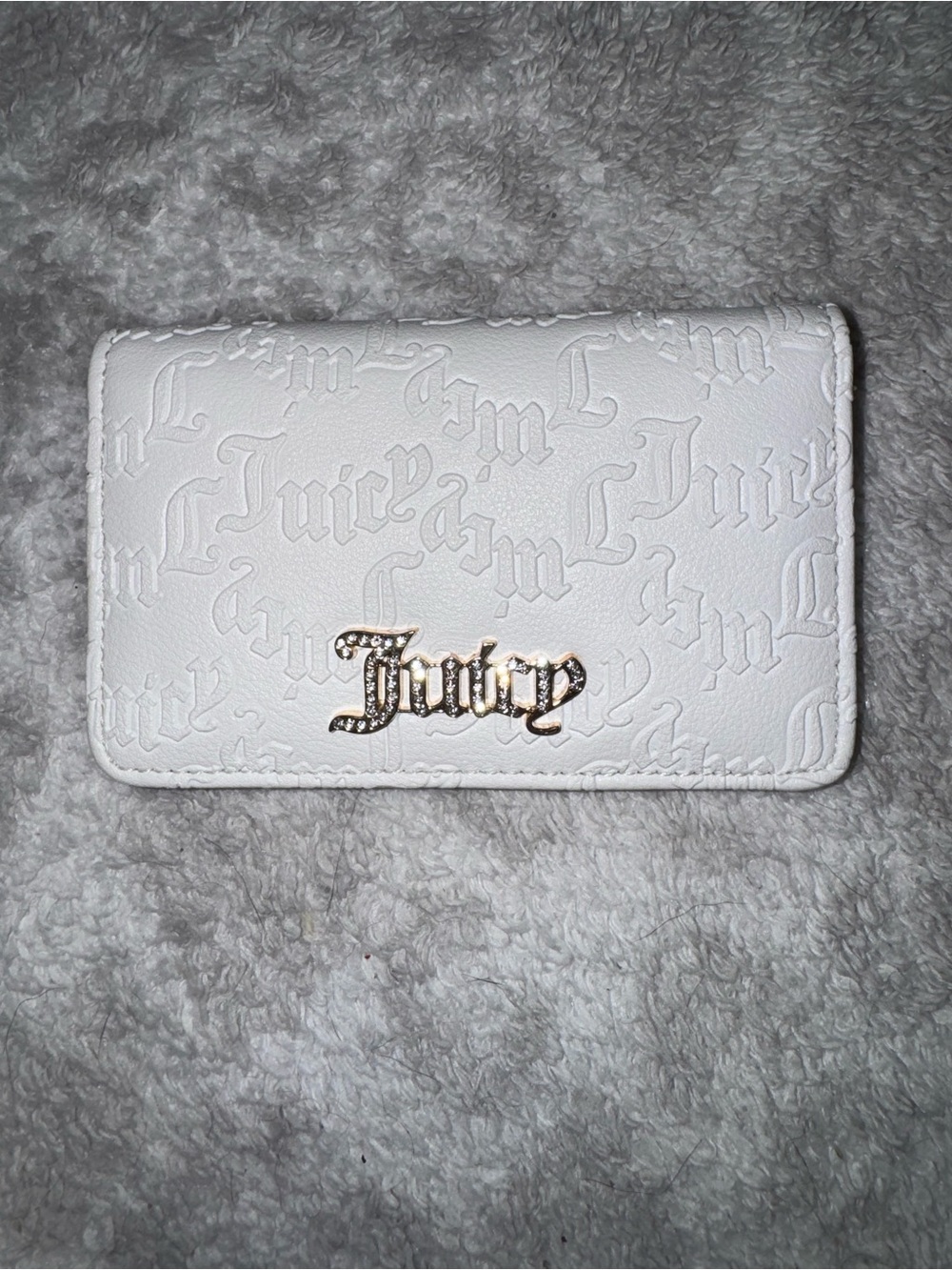 Juicy Couture White Embossed Logo Wallet with Gold Accent